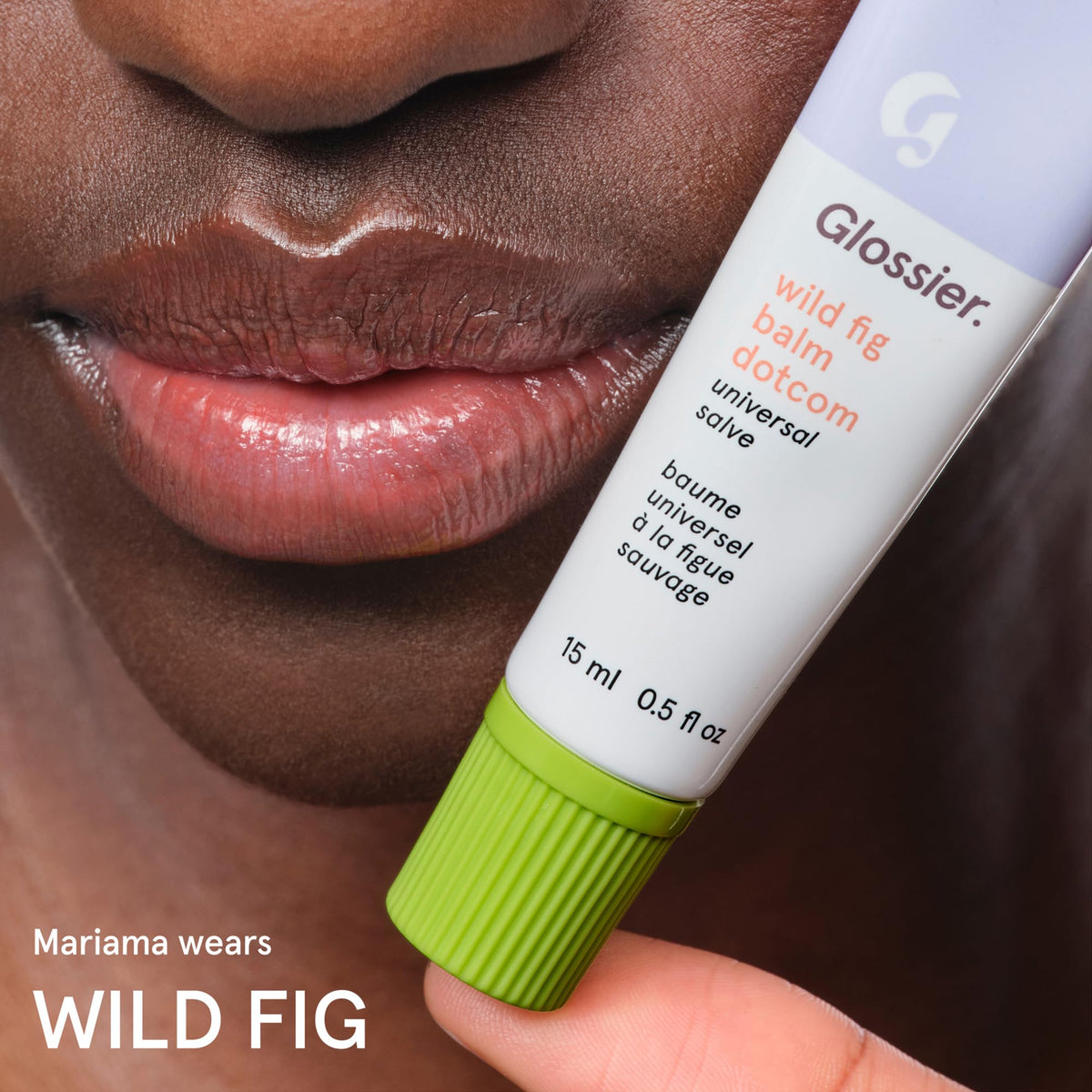 Glossier Balm Dotcom Wild Fig Coral Tint with packaging