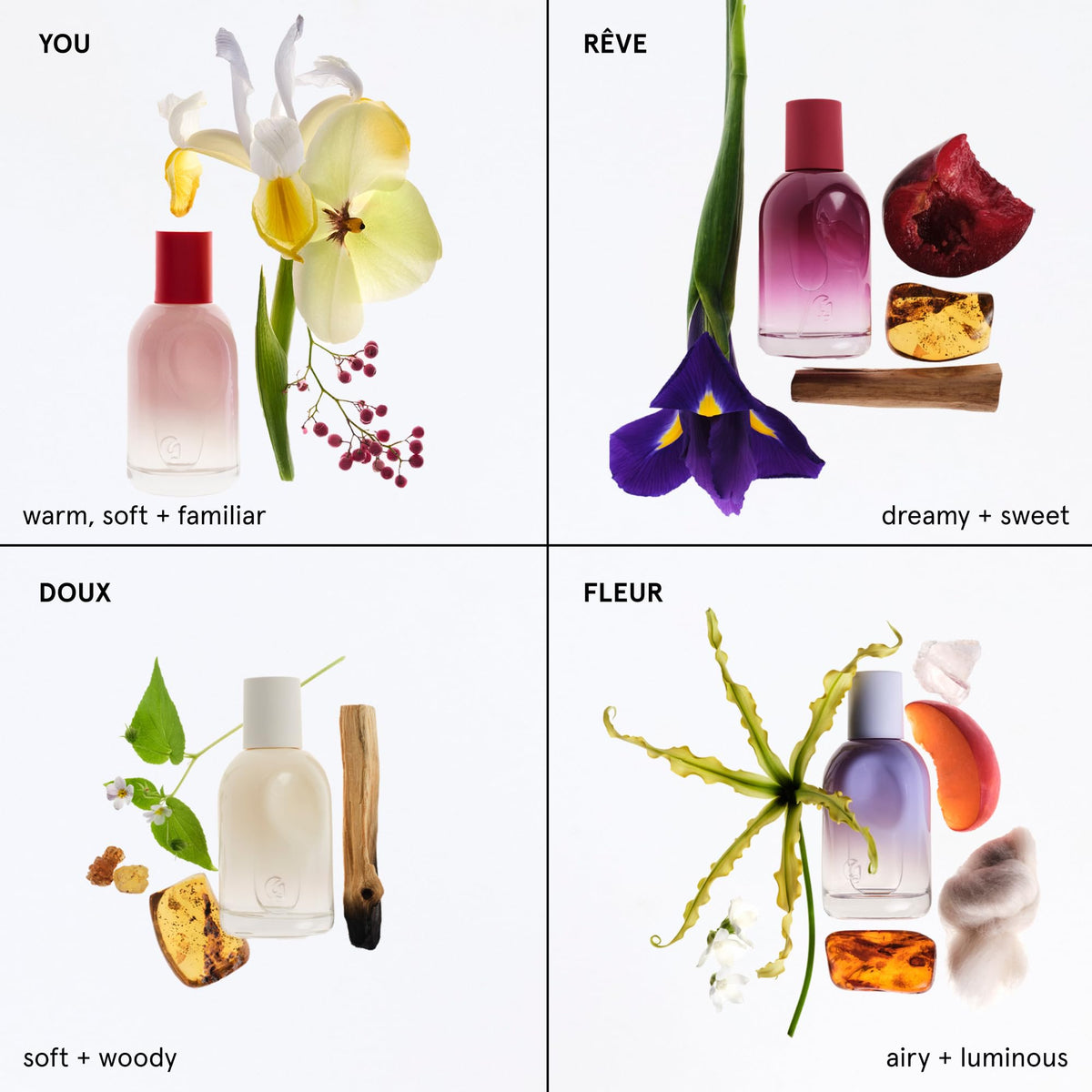 Glossier Rêve fragrance bottle featuring sweet gourmand aroma