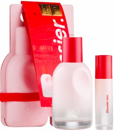 Glossier You Limited Edition Eau de Parfum Gift Set front view with full size and rollerball