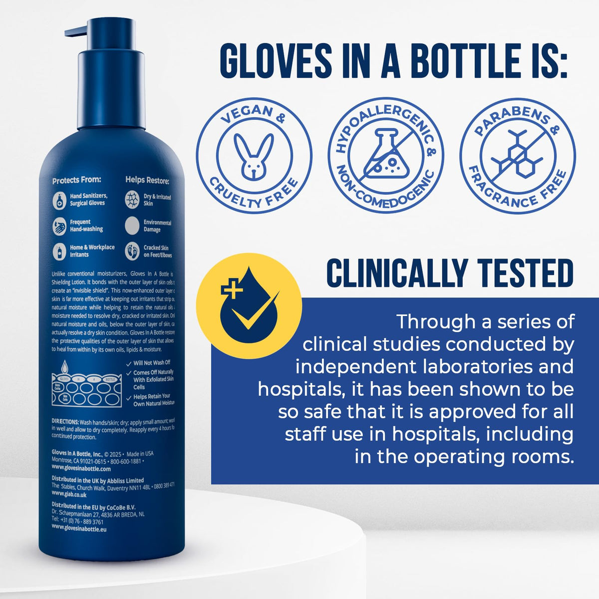 Gloves In A Bottle Working Hands Cream 16 oz pump bottle side view