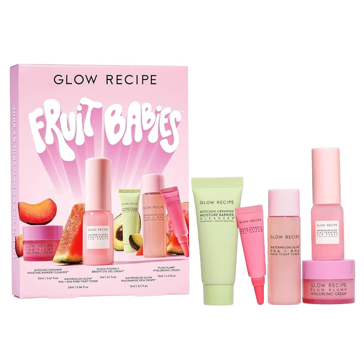 Glow Recipe Fruit Babies Skincare Kit front view with all products