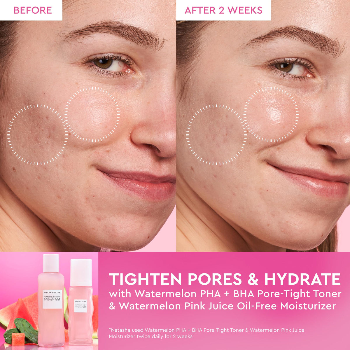 Glow Recipe PHA + BHA Face Toner 40ml with ingredients displayed