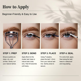 GlowVane lash clusters in use, support natural lashes