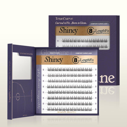 GlowVane TrueCurve Lash Clusters 8mm front view