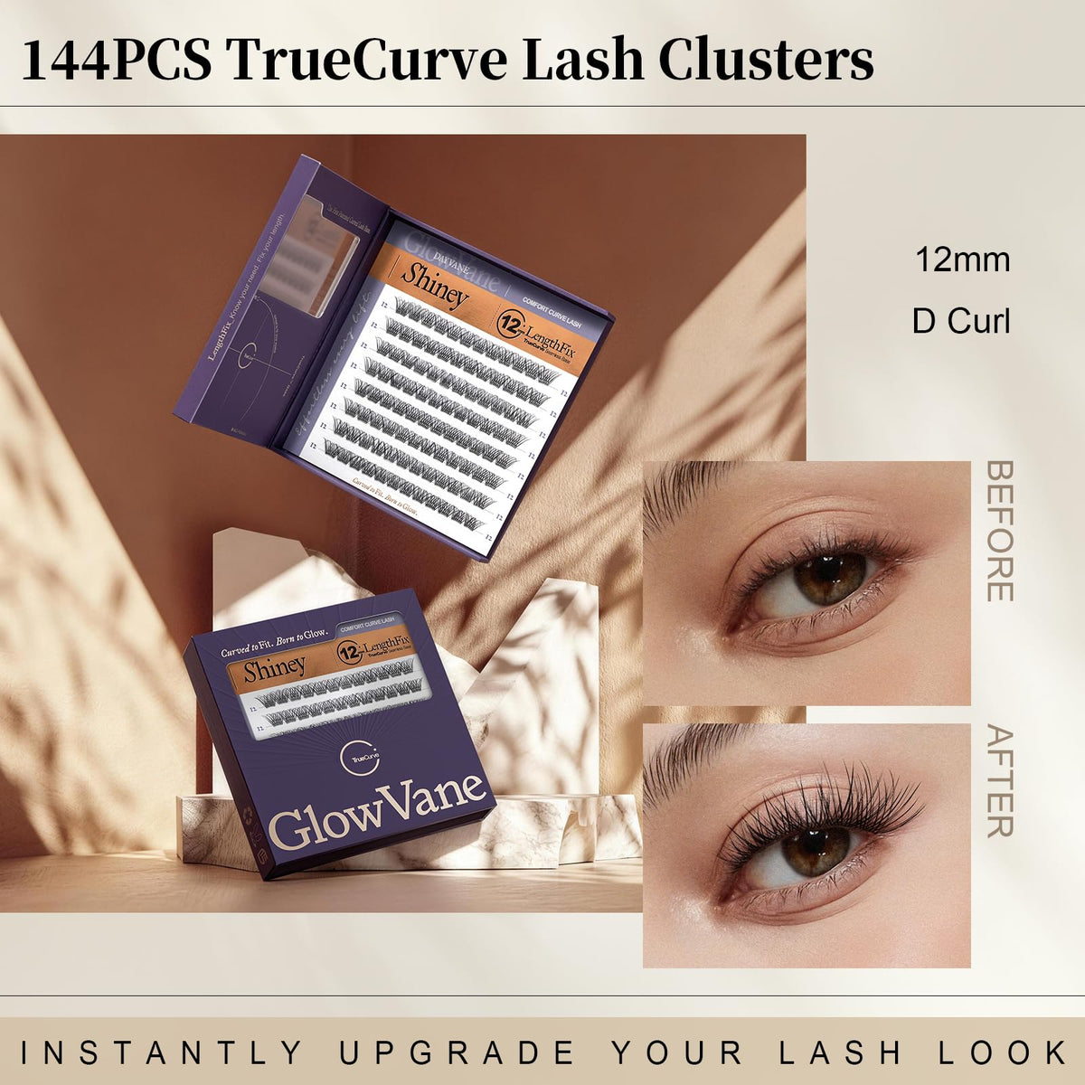 GlowVane TrueCurve Lash Clusters detailed view