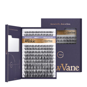 GlowVane TrueCurve Lash Clusters front view with mixed lengths