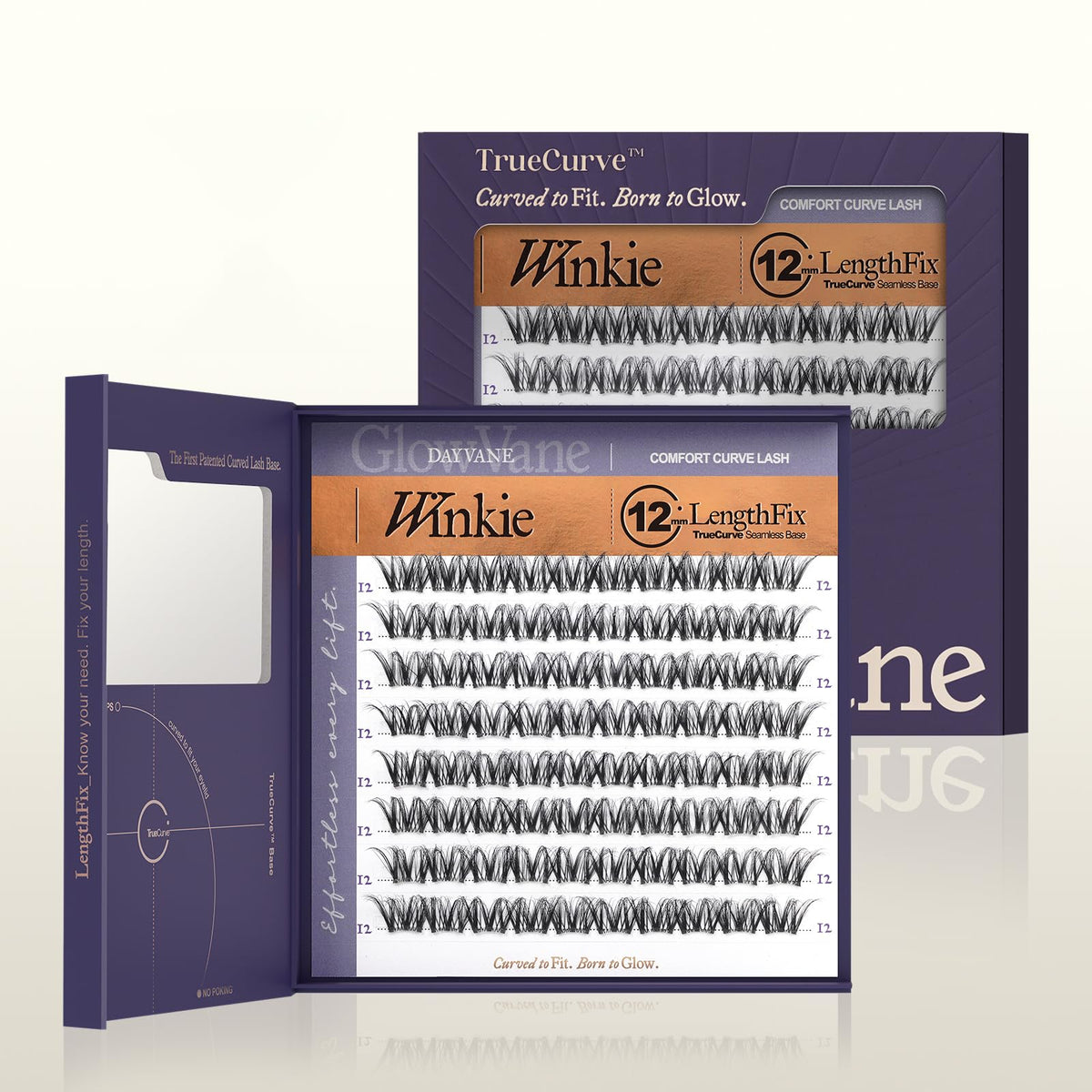 GlowVane TrueCurve Lash Clusters Winkie 12mm front view