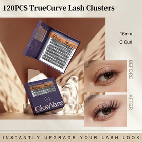GlowVane TrueCurve Lash Clusters Winkie 16mm with applicator