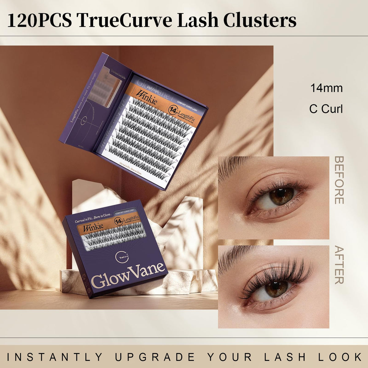 GlowVane TrueCurve Lash Clusters Winkie with applicator