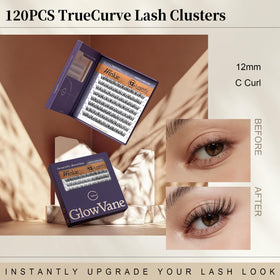 GlowVane TrueCurve Lash Clusters with clear band detail