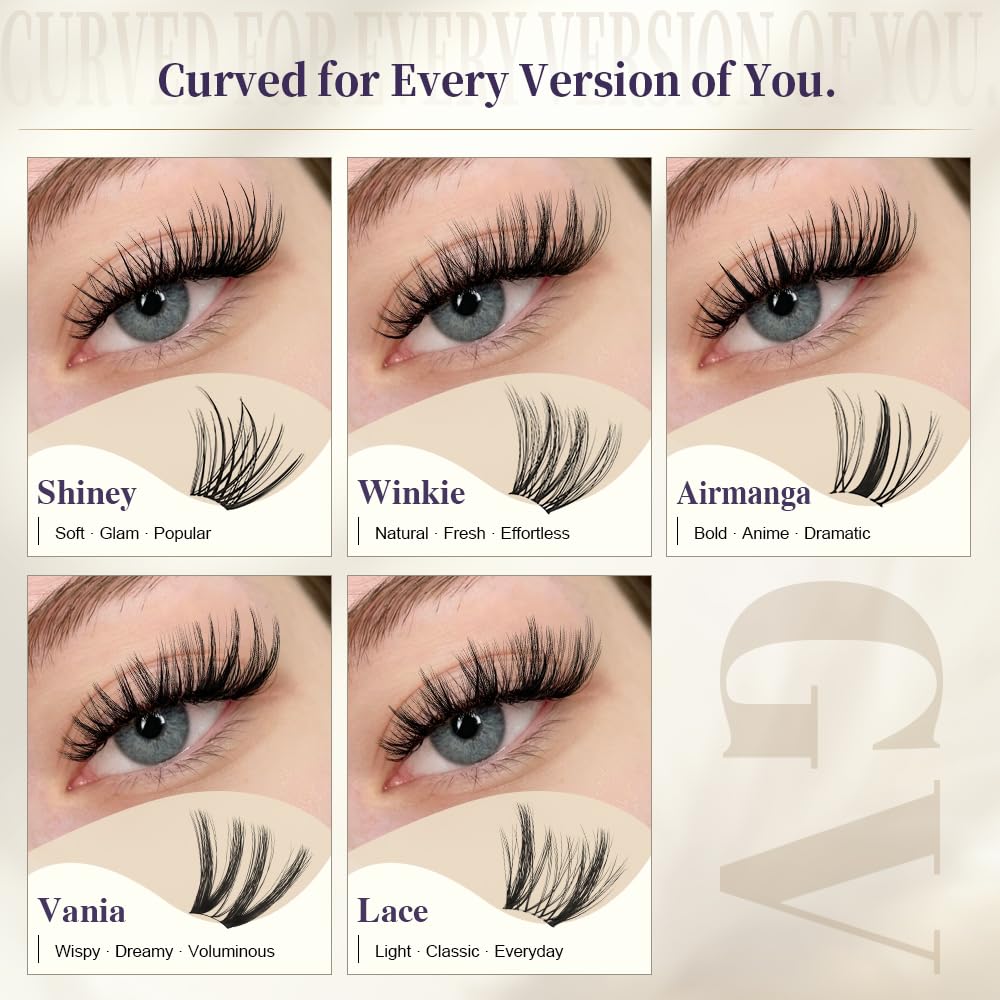 GlowVane TrueCurve Lash Clusters with makeup application