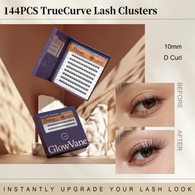 GlowVane TrueCurve lash clusters with soft featherlight fibers