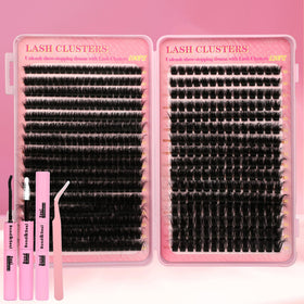 Gmagictobo Cluster Eyelash Extensions Kit 544Pcs with lash bond and tweezers