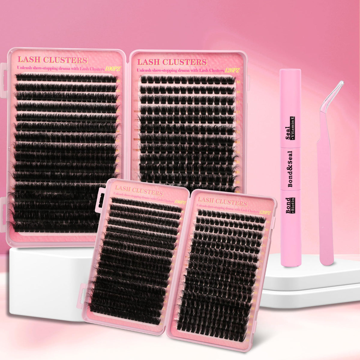 Gmagictobo Cluster Eyelash Extensions Kit components laid out