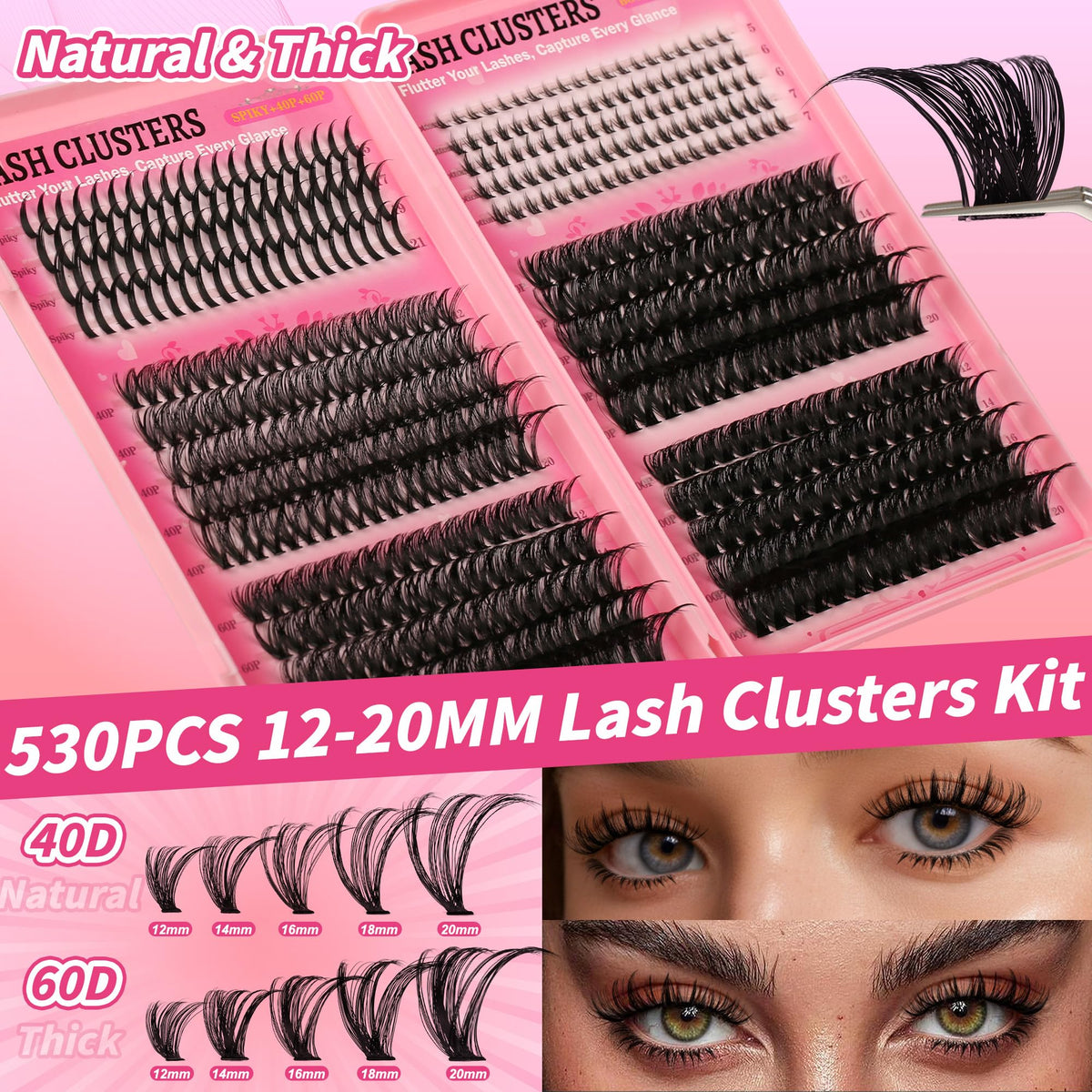 Gmagictobo lash clusters applied on model's eyes