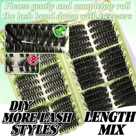 Gmagictobo lash clusters displayed with tweezers