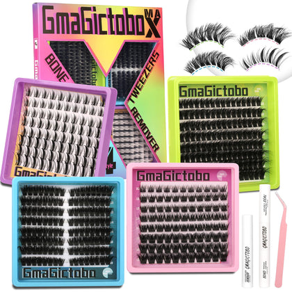 Gmagictobo Lash Clusters Kit 424Pcs with various lash styles