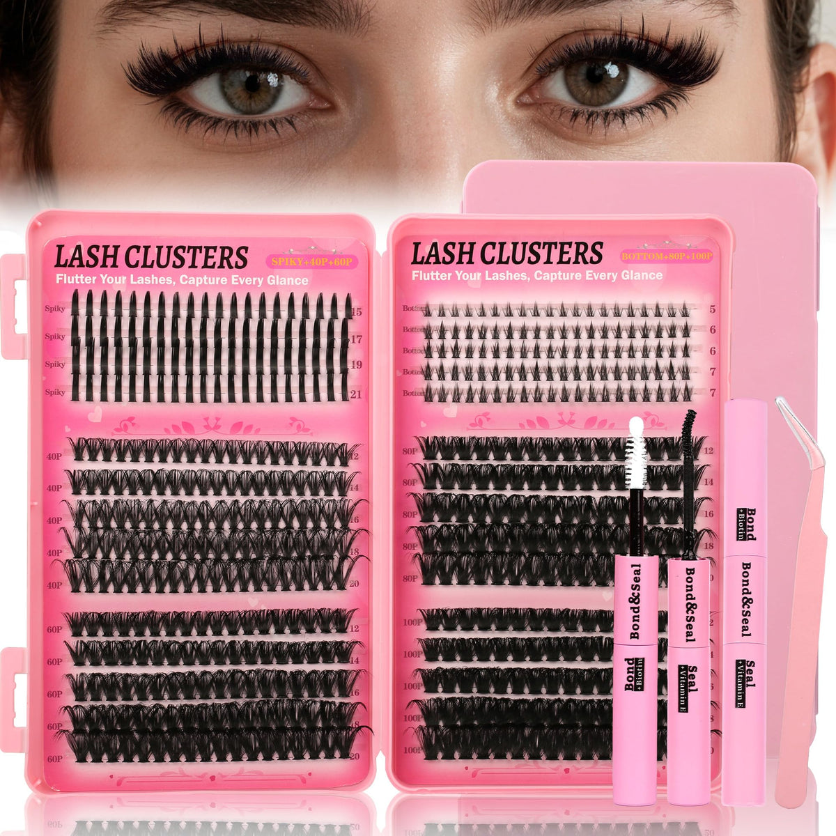 Gmagictobo Lash Clusters Kit 530Pcs with various lash styles