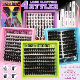Gmagictobo Lash Clusters Kit with various lash styles displayed