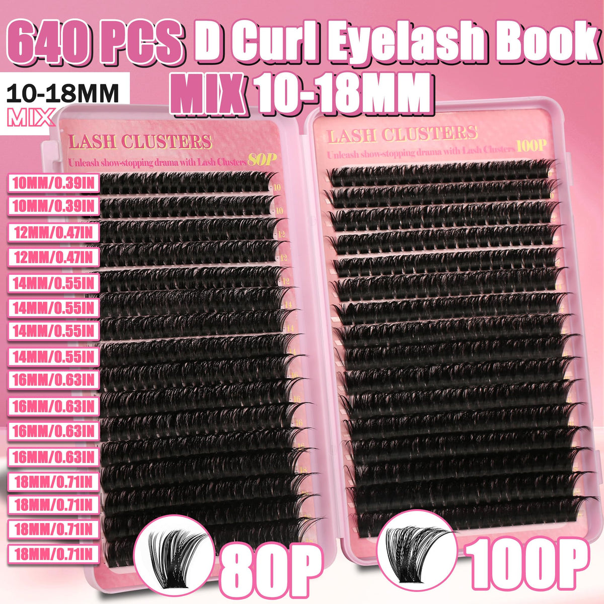 Gmagictobo Lash Extension Kit 640Pcs close-up of lash clusters