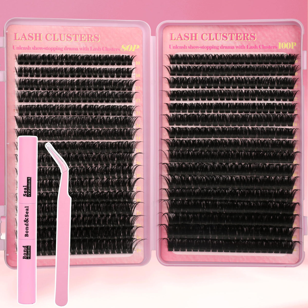Gmagictobo Lash Extension Kit 640Pcs front view with lash clusters