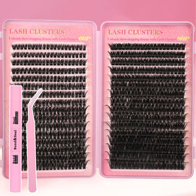 Gmagictobo Lash Extension Kit 640Pcs front view with lash clusters and tools