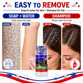 Go Ho Glitter Stick showing easy application on face