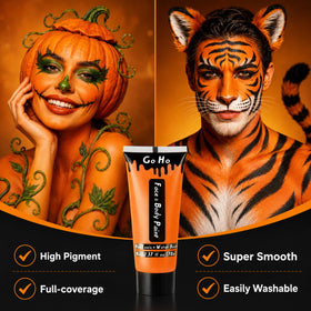 Go Ho Orange Face Body Paint 2.37oz on skin
