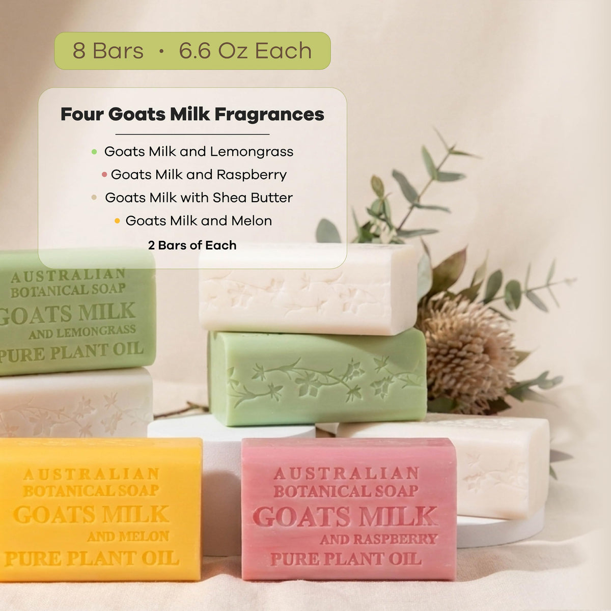 Goat's Milk with Melon soap bar front view