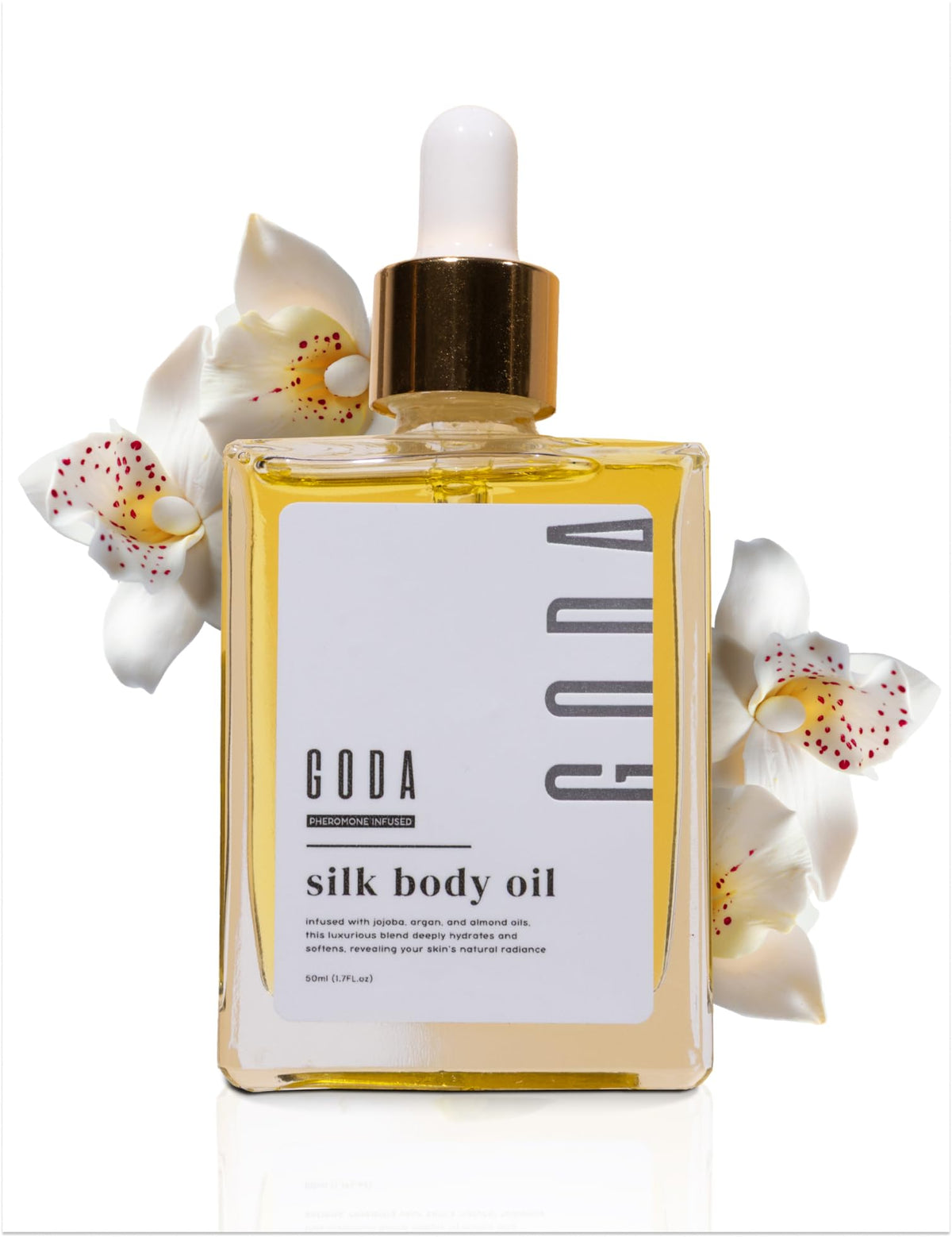 GODA Silk Body Oil 200g front view with elegant packaging