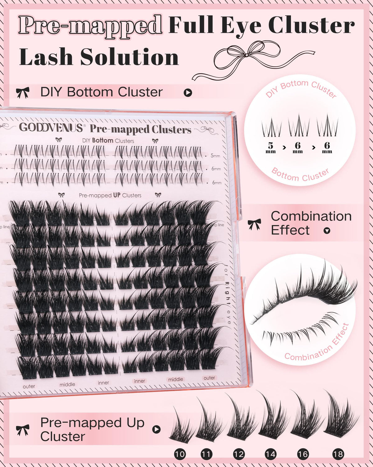 Goddvenus bottom lash clusters in 5-7mm for complete look