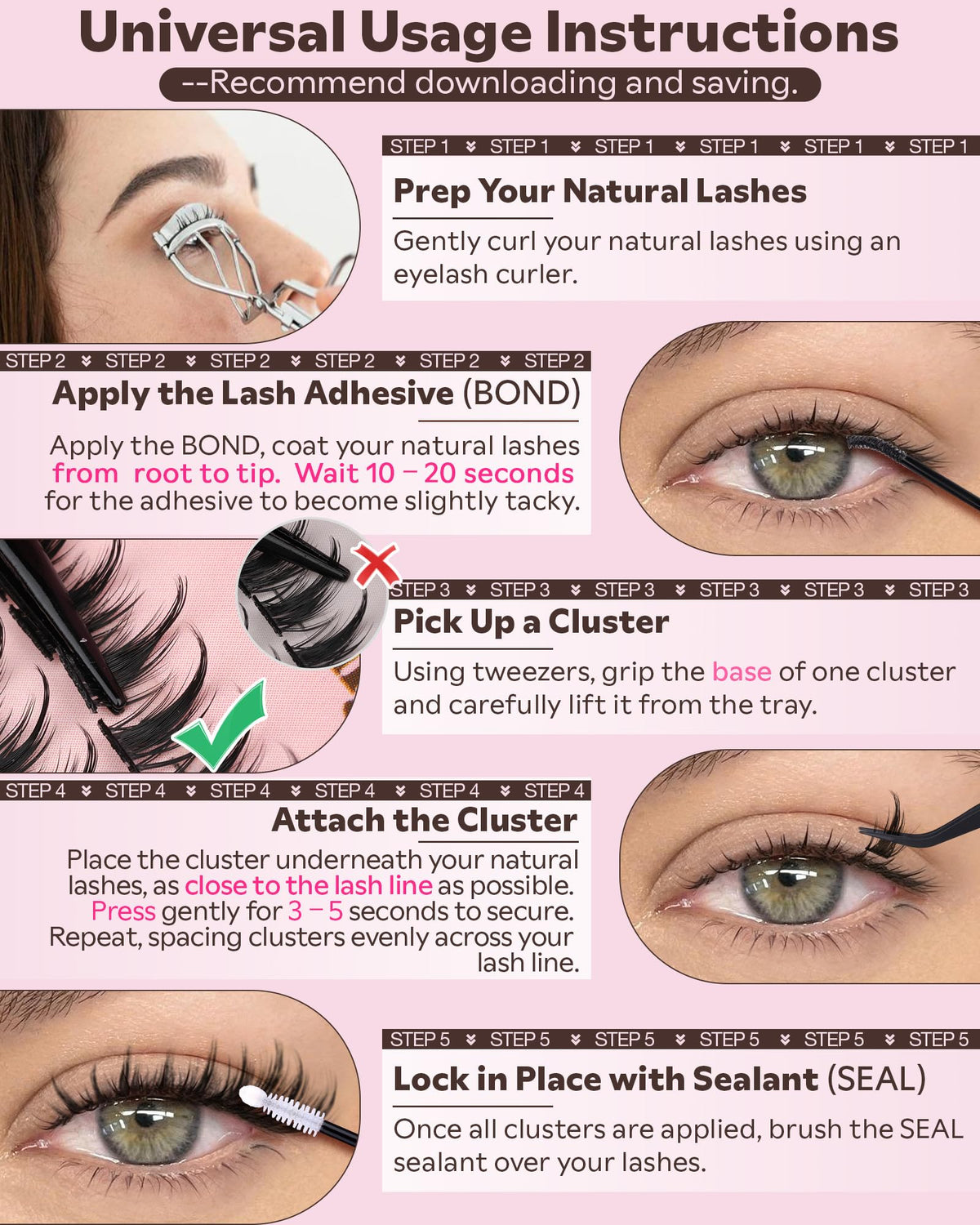 Goddvenus Fluffy Manga Lash Clusters kit contents