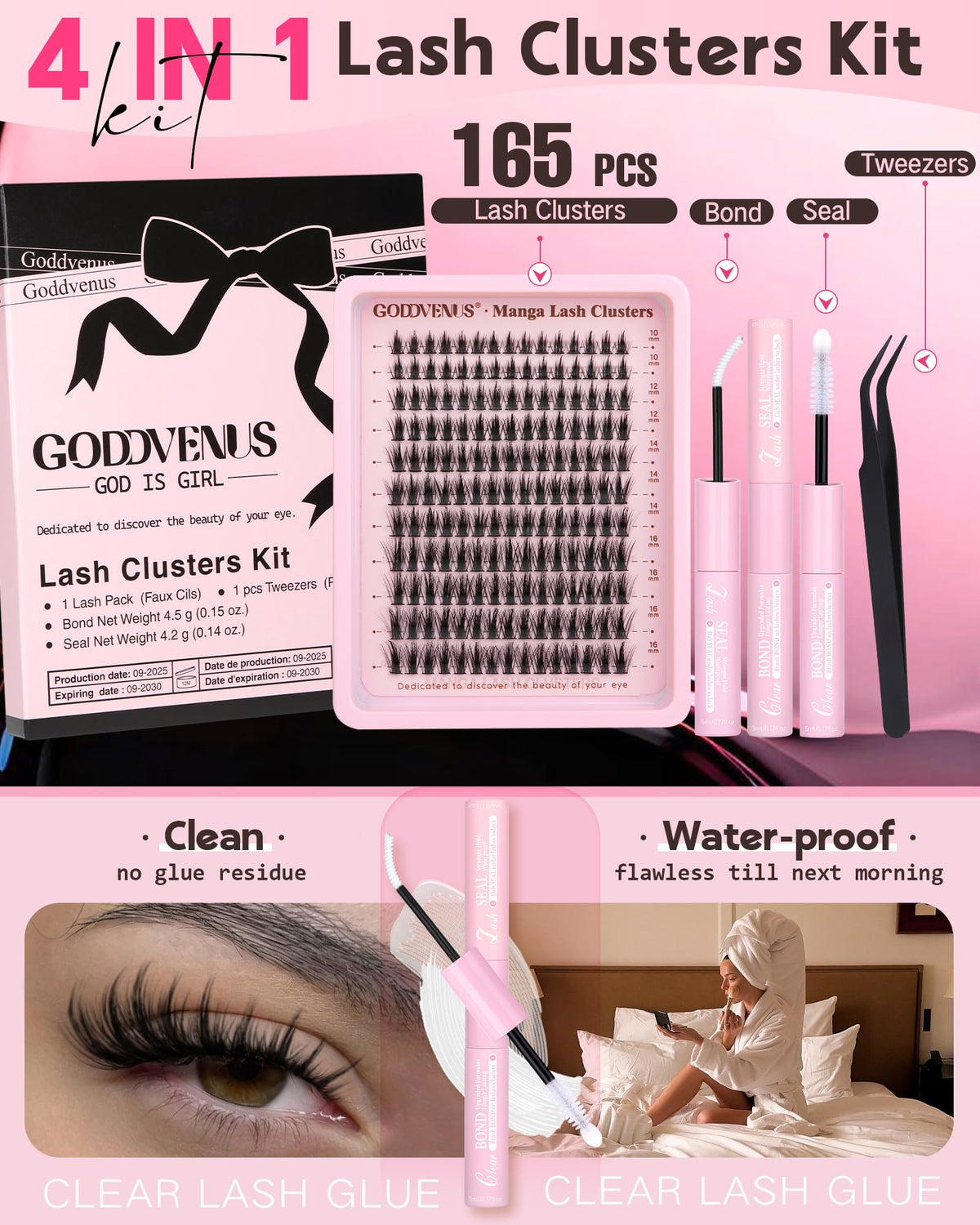 Goddvenus Fluffy Manga Lash Clusters packaging