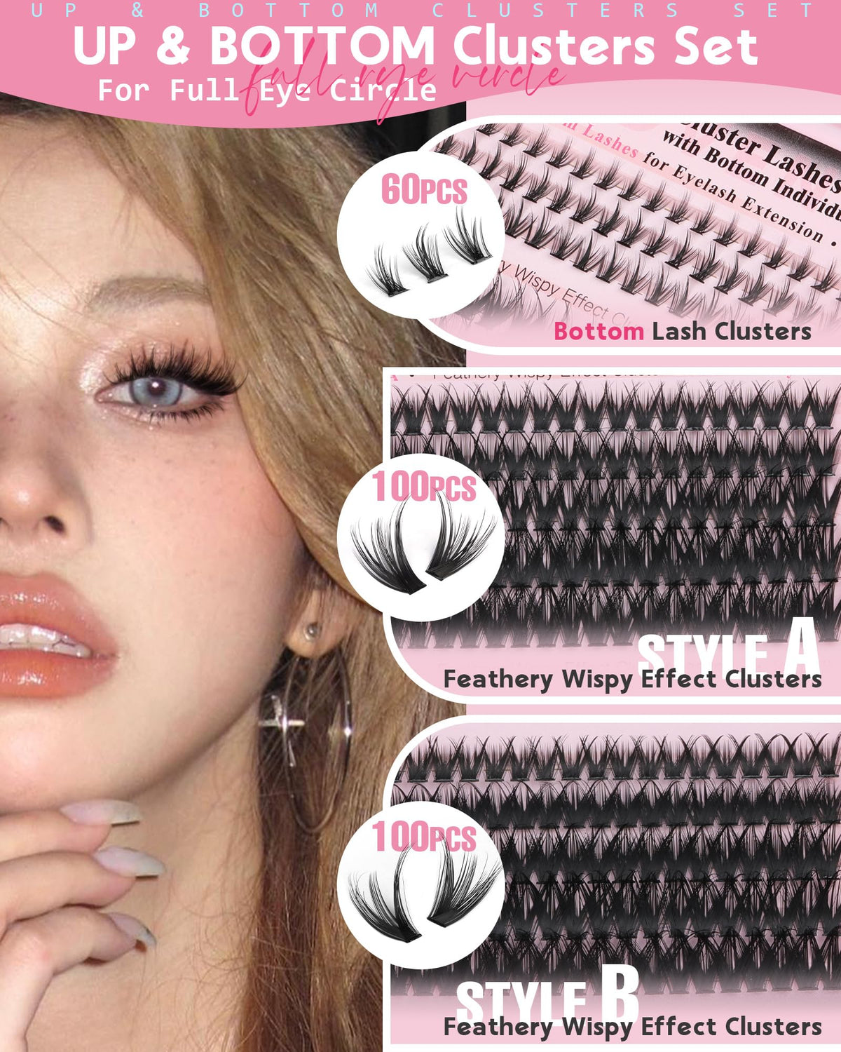 Goddvenus lash clusters applied on model's eyes