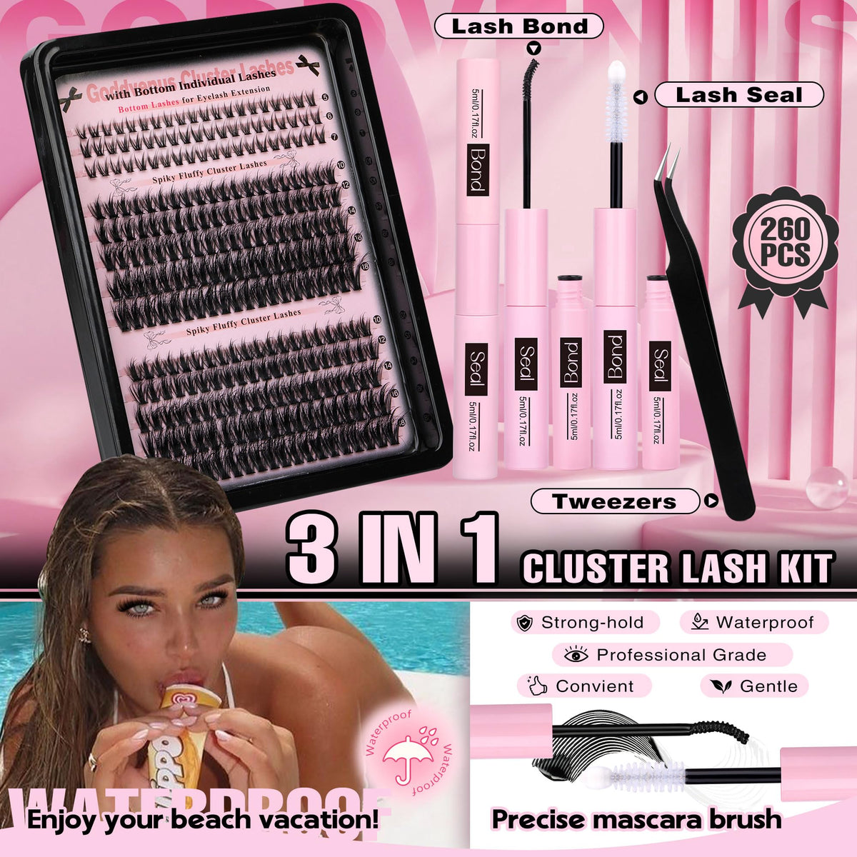 Goddvenus lash clusters in various lengths
