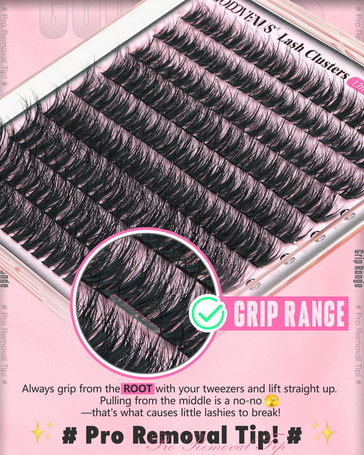 Goddvenus lash clusters in various lengths laid out