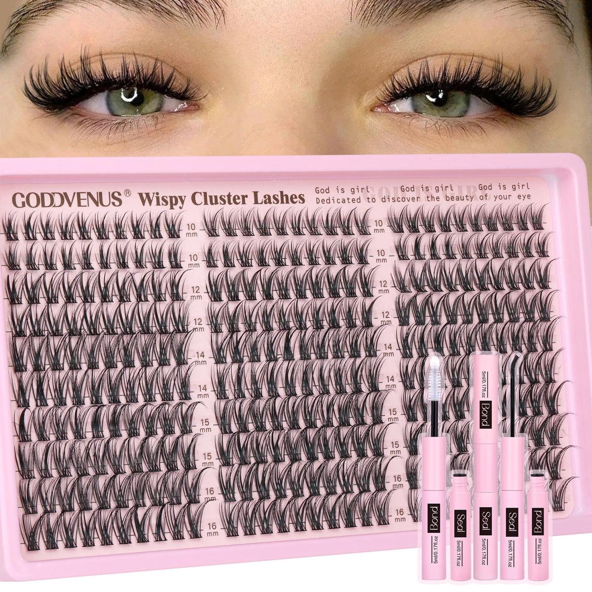 Goddvenus Lash Clusters Kit 300pcs front view