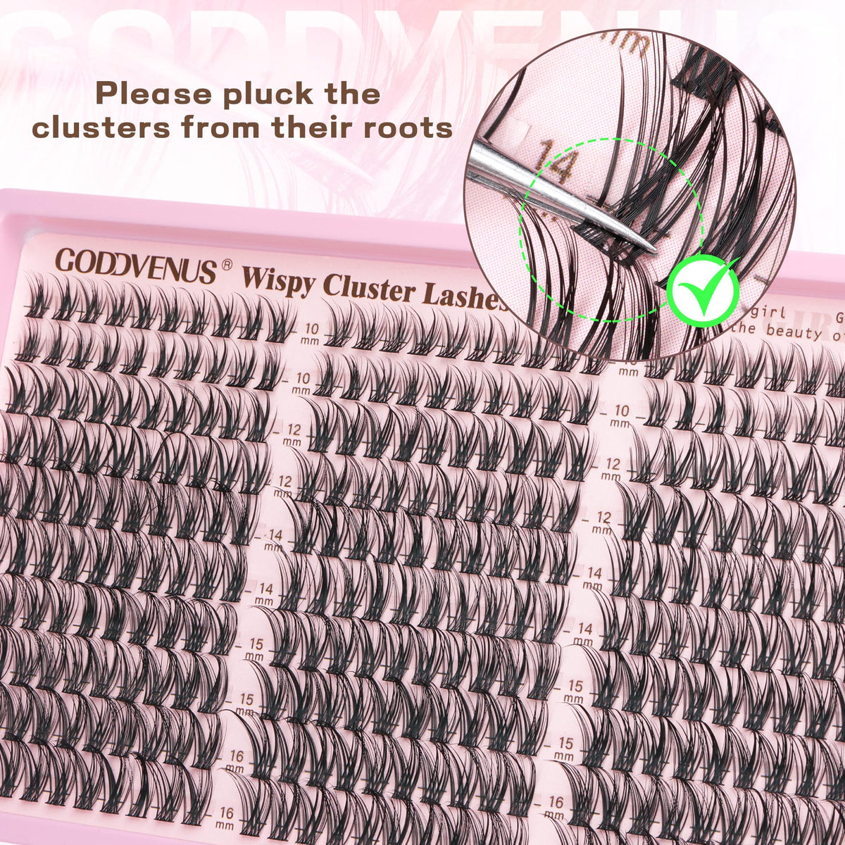 Goddvenus Lash Clusters Kit showing individual lashes