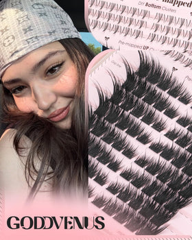 Goddvenus lash clusters with labeled left and right for easy application