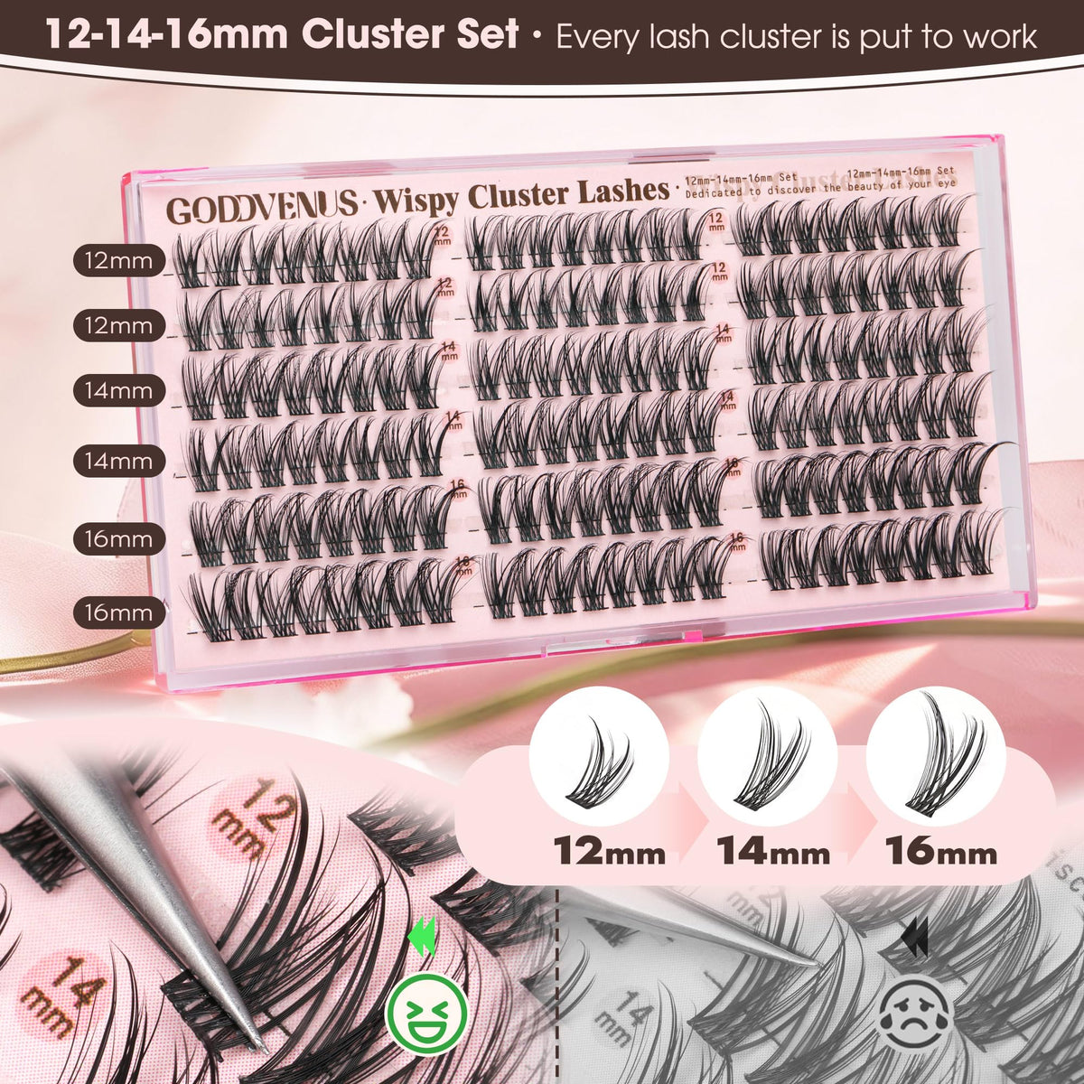 Goddvenus lash clusters with tools for application