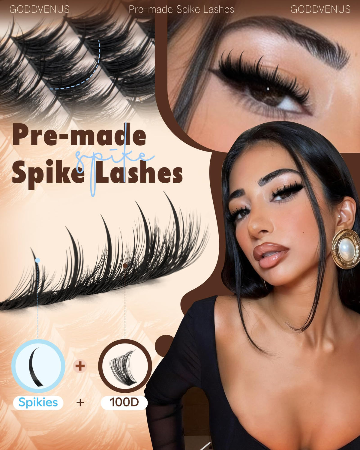 Goddvenus Manga Lash Clusters displayed on a makeup table