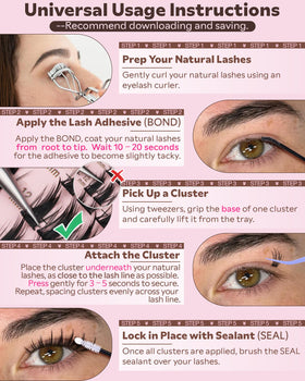 Goddvenus Manga Lash Clusters Kit showing different eye styles