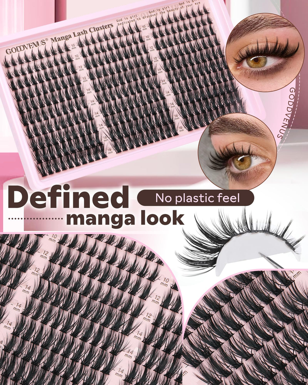 Goddvenus Manga Lash Clusters Kit with strong-hold bond glue