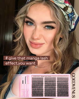 Goddvenus Manga Lash Clusters showing various lash lengths from 10mm to 16mm