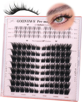 Goddvenus Pre-mapped Foxy Lash Clusters front view with various lengths