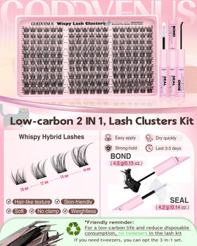 Goddvenus Wispy Lash Clusters Kit showing different lash lengths