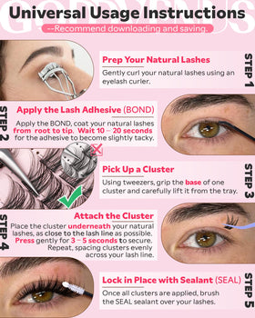 Goddvenus Wispy Lash Clusters Kit with application instructions