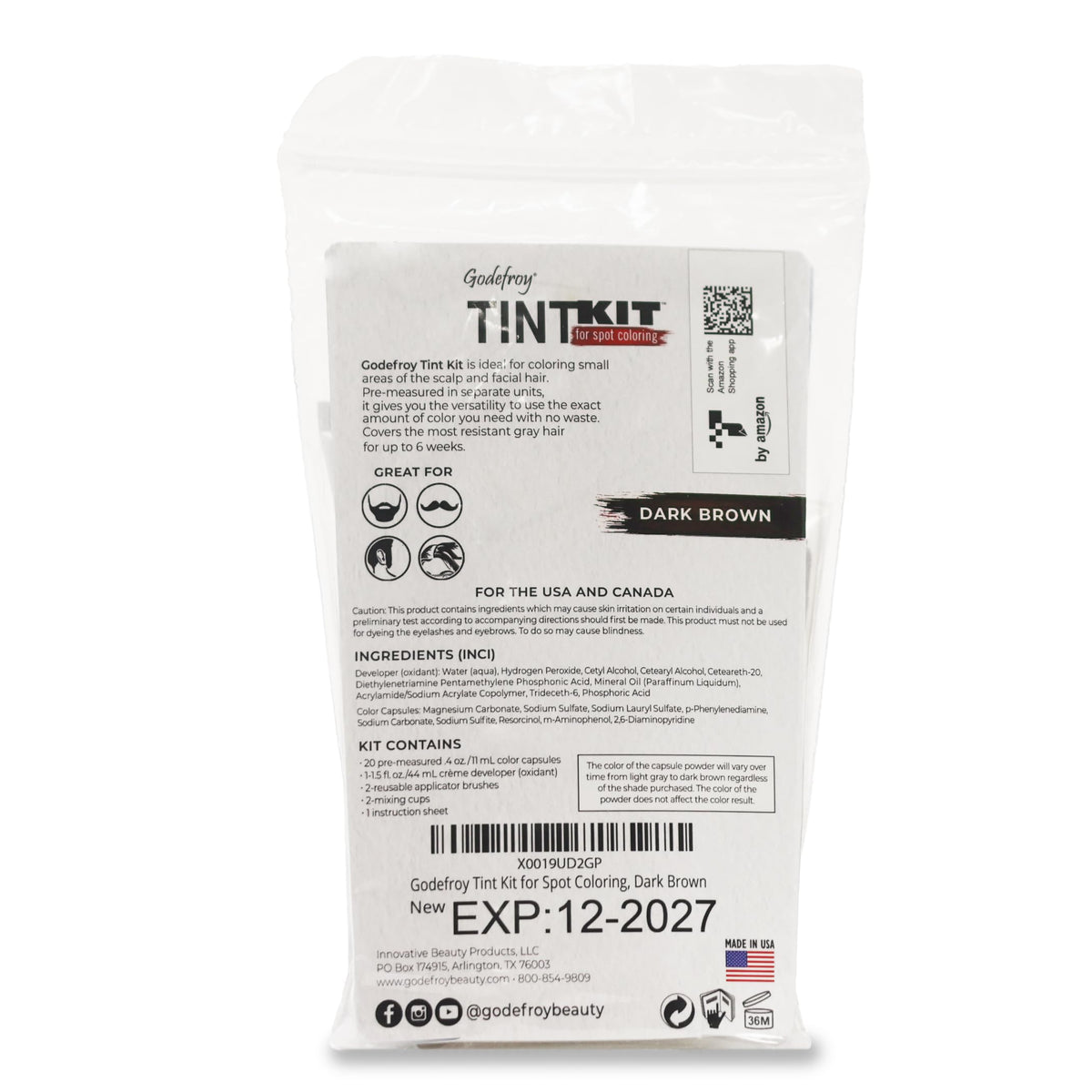Godefroy Hair Color Tint Kit Dark Brown with application instructions