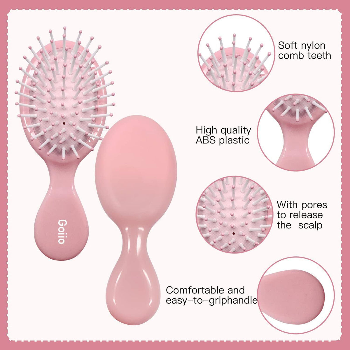 Goiio Mini Wet Hair Brush side view with non-slip handle