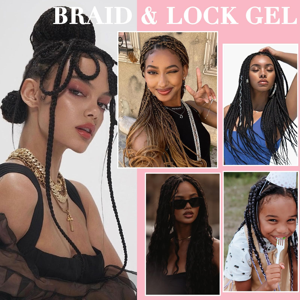 Goiple Braid Gel applied to braids for styling